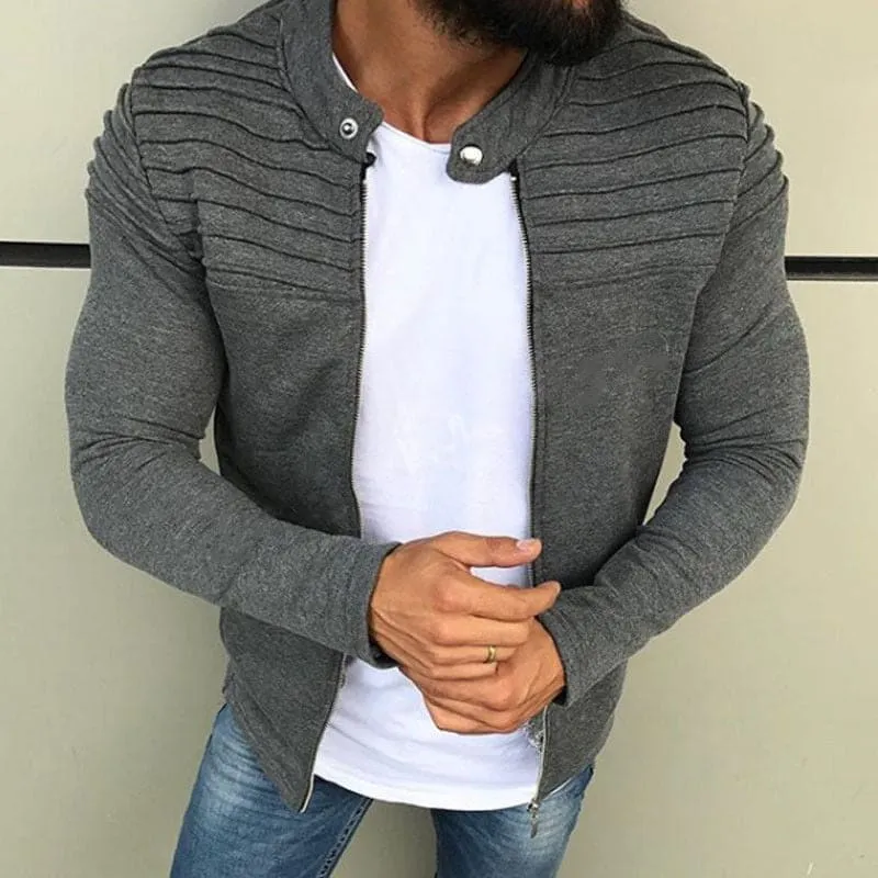 Men Solid Zip Up Sports Cardigan Jacket