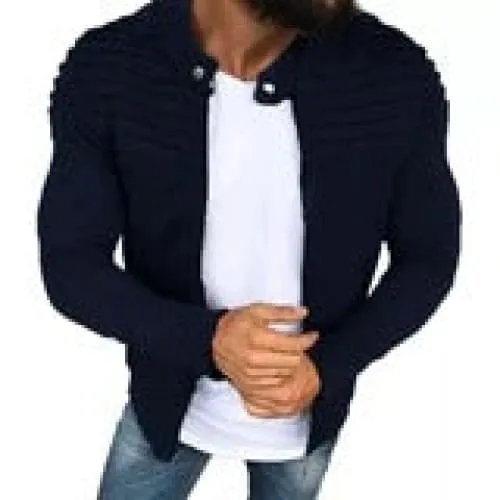 Men Solid Zip Up Sports Cardigan Jacket