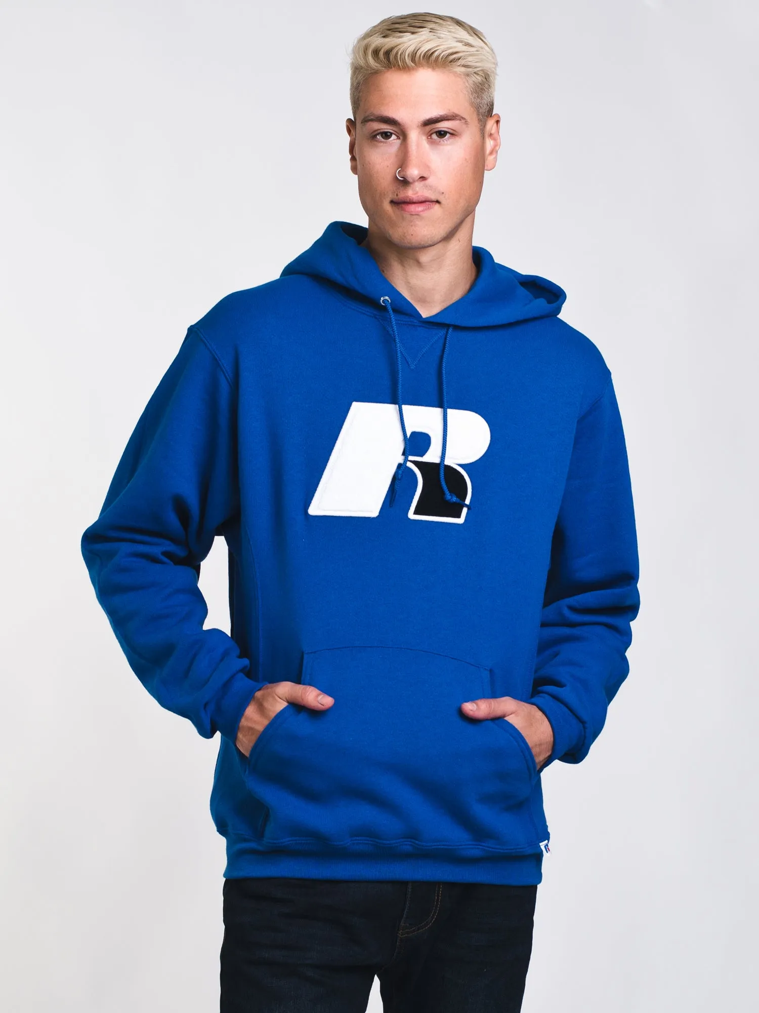 MENS CHENILLE PULLOVER HOODIE- ROYAL - CLEARANCE