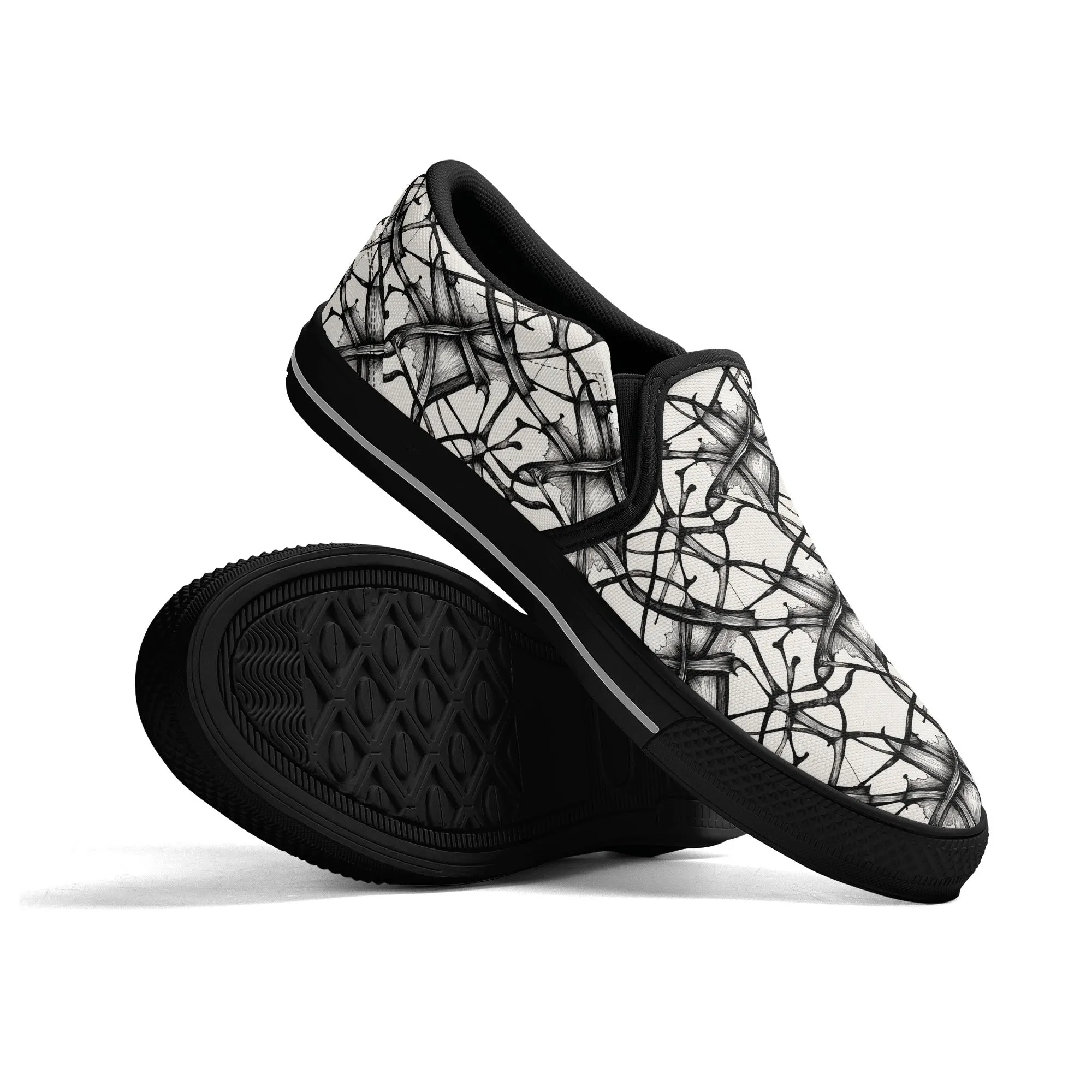 Mens Floral Ink Rubber Slip On Shoes