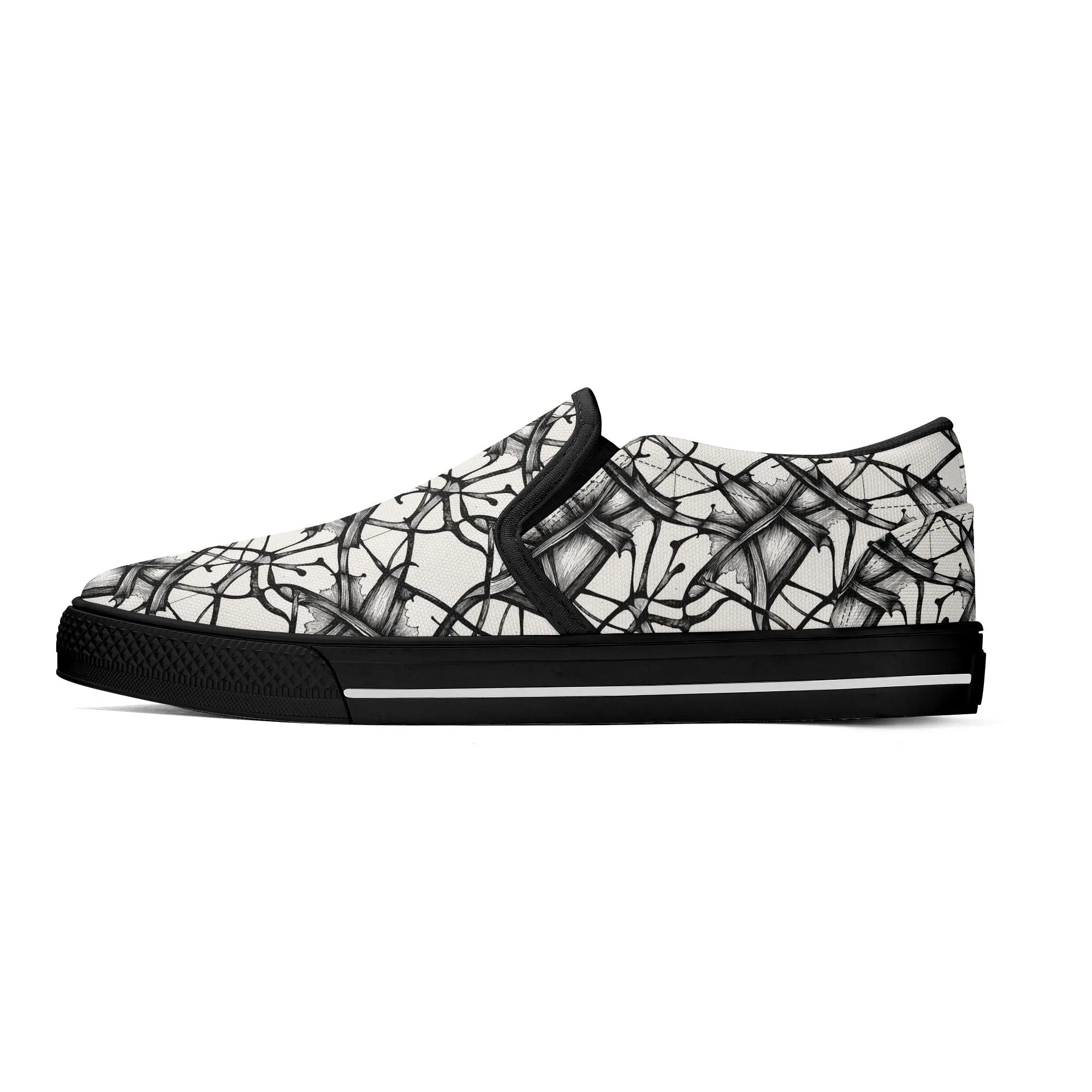 Mens Floral Ink Rubber Slip On Shoes