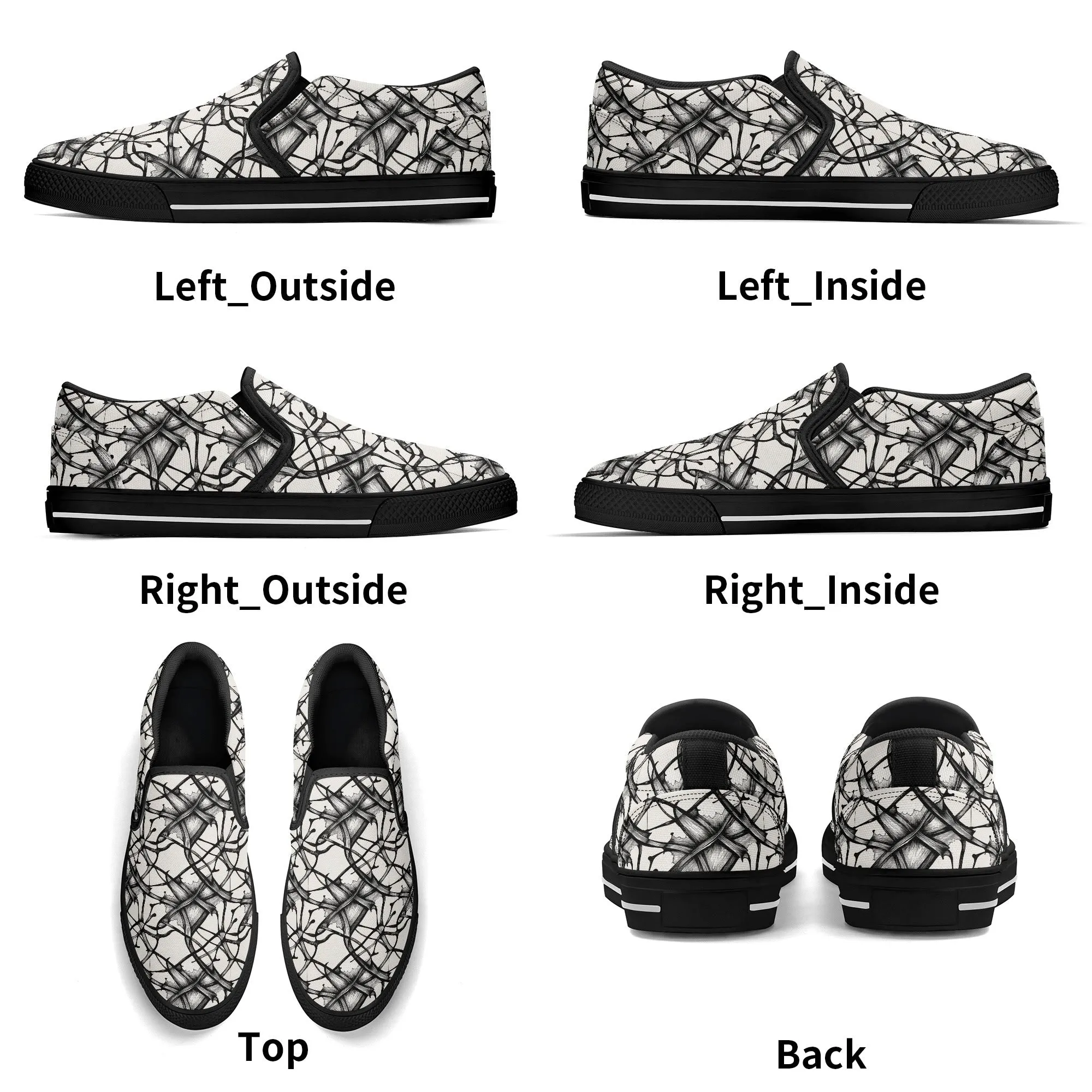 Mens Floral Ink Rubber Slip On Shoes