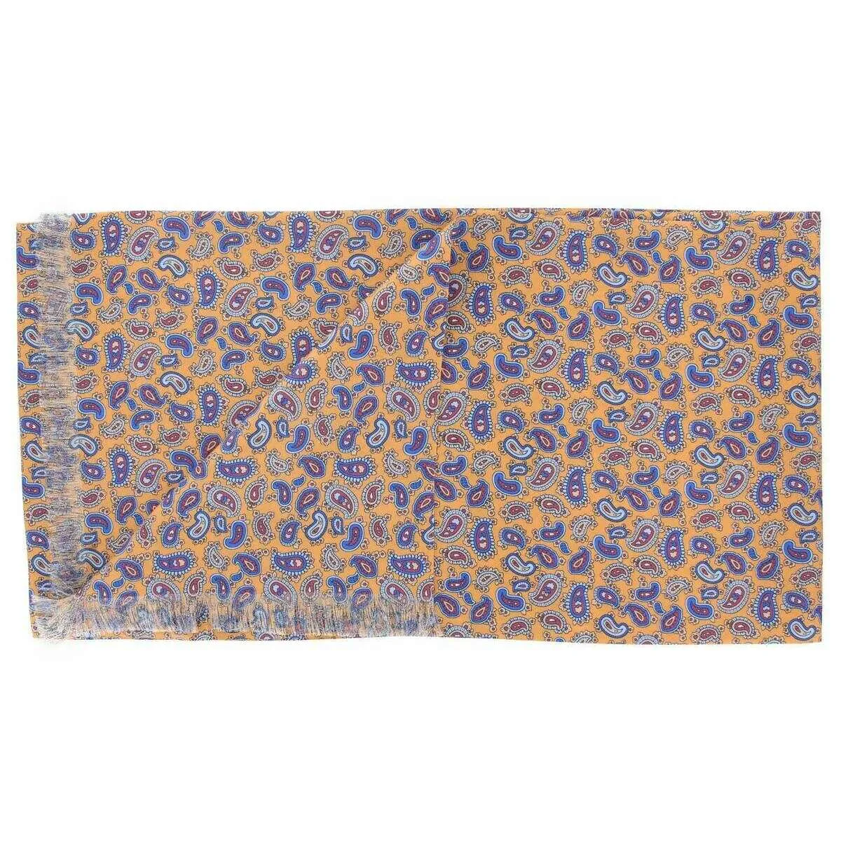 Michelsons of London Pine Silk Scarf - Orange/Blue