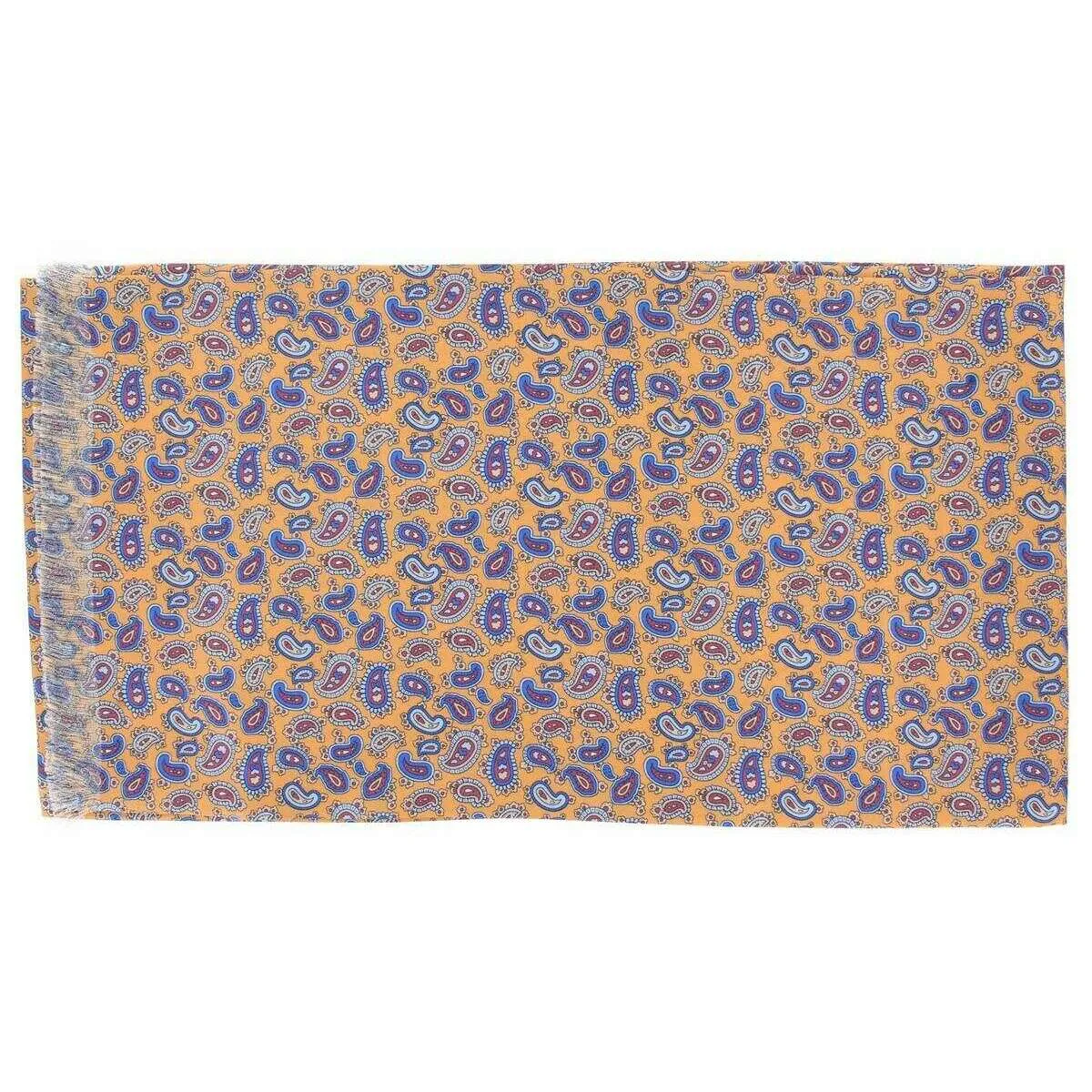 Michelsons of London Pine Silk Scarf - Orange/Blue