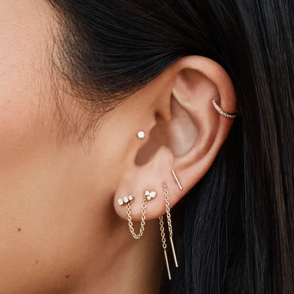 Micro Diamond Helix Single Stud Earring in 10k Gold