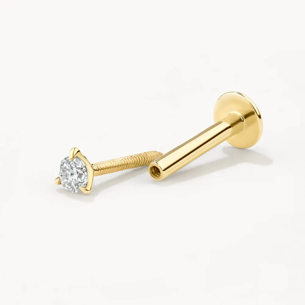 Micro Diamond Helix Single Stud Earring in 10k Gold