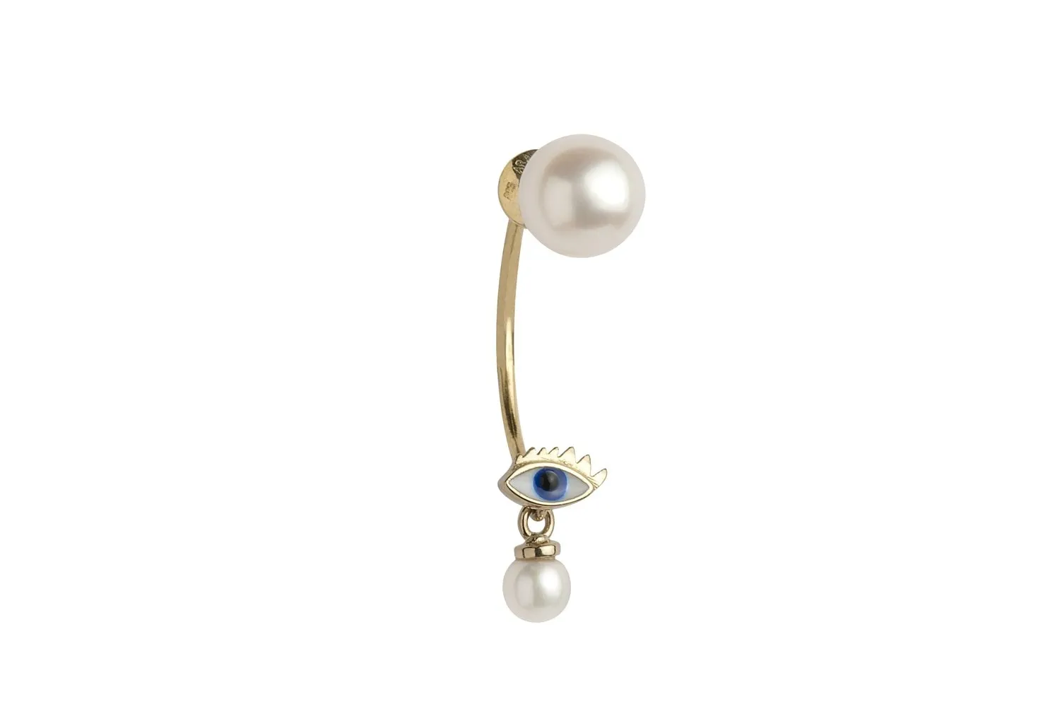 Micro Eye and Pearl Piercing Single Earring