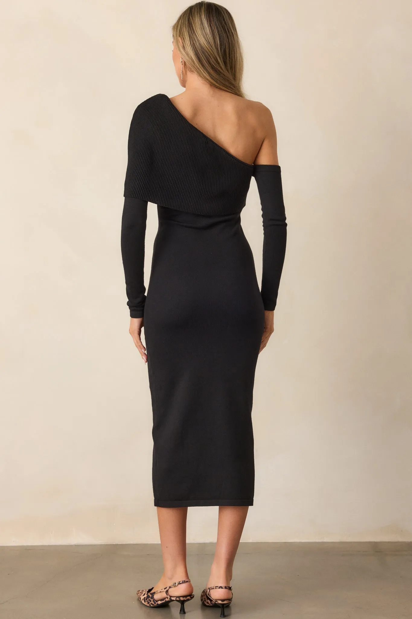 MINKPINK Mirabel Black Knit Midi Dress