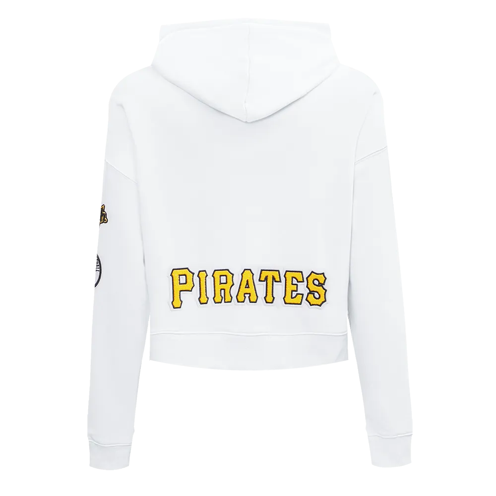 MLB PITTSBURG PIRATES CLASSIC WOMEN'S FLC CROPPED PO HOODIE (WHITE)