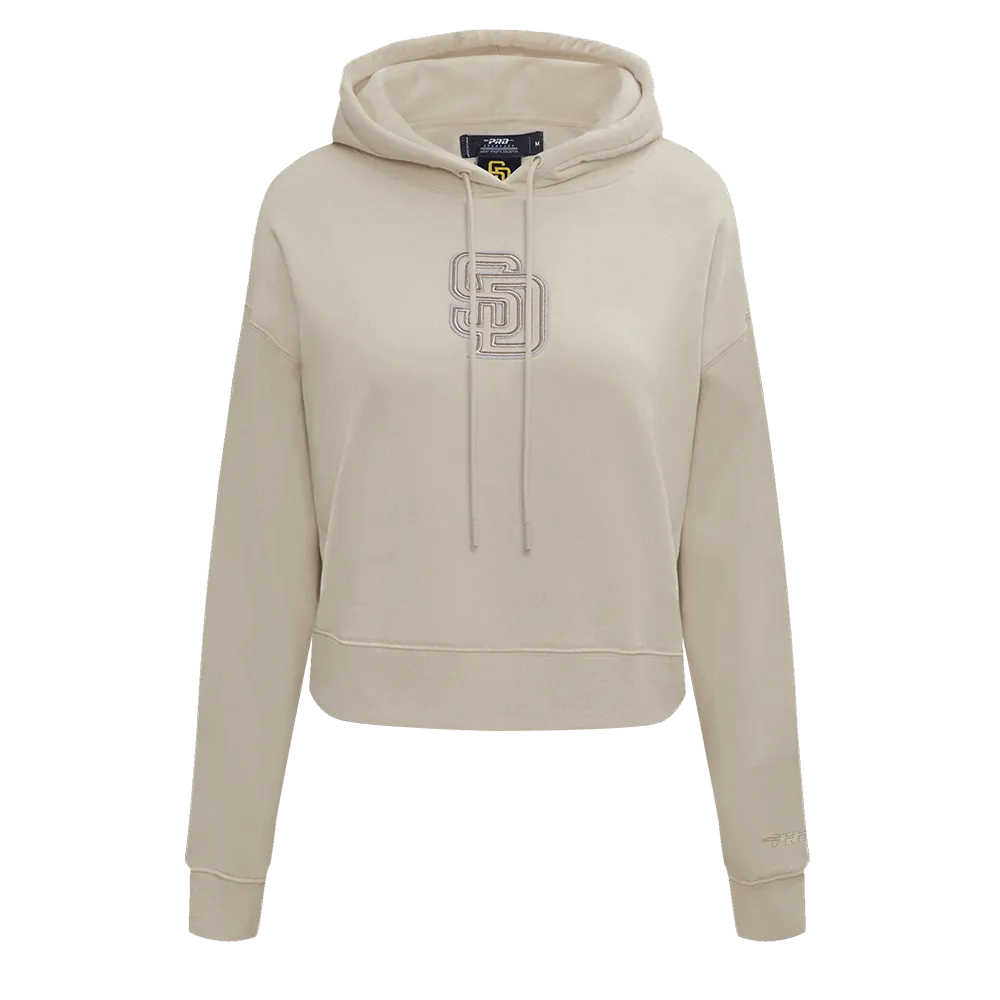 MLB SAN DIEGO PADRES NEUTRAL WOMEN'S CROPPED PO HOODIE (TAUPE)