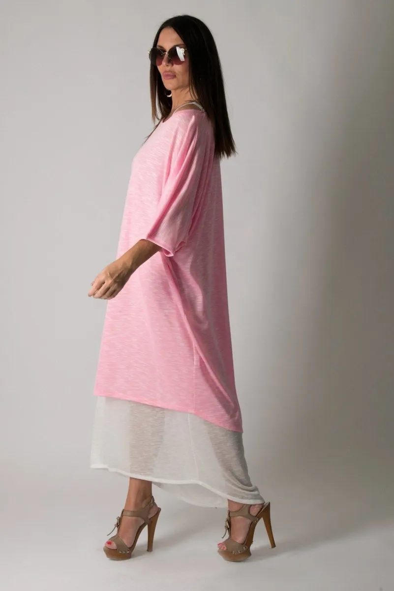 ODILE Pink Summer Dress in 2 parts on SALE