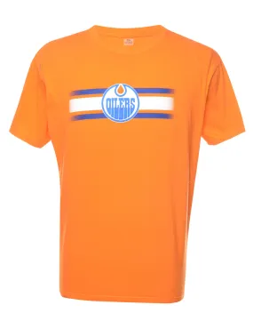 Oilers Orange & Blue Printed T-shirt - L