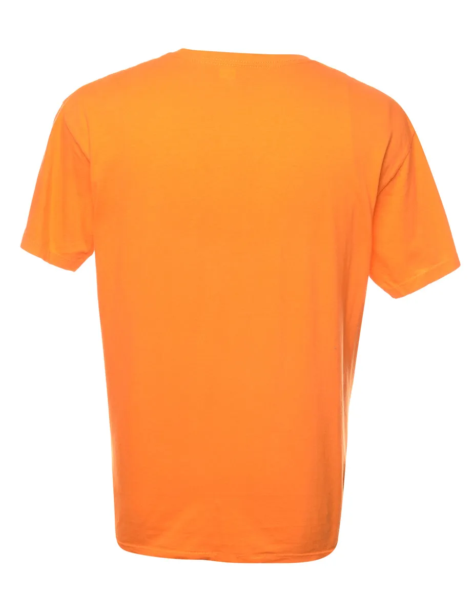 Oilers Orange & Blue Printed T-shirt - L