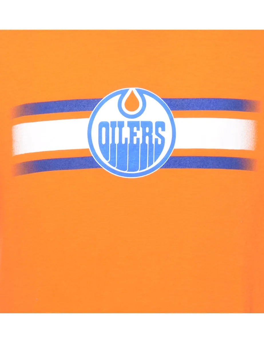 Oilers Orange & Blue Printed T-shirt - L