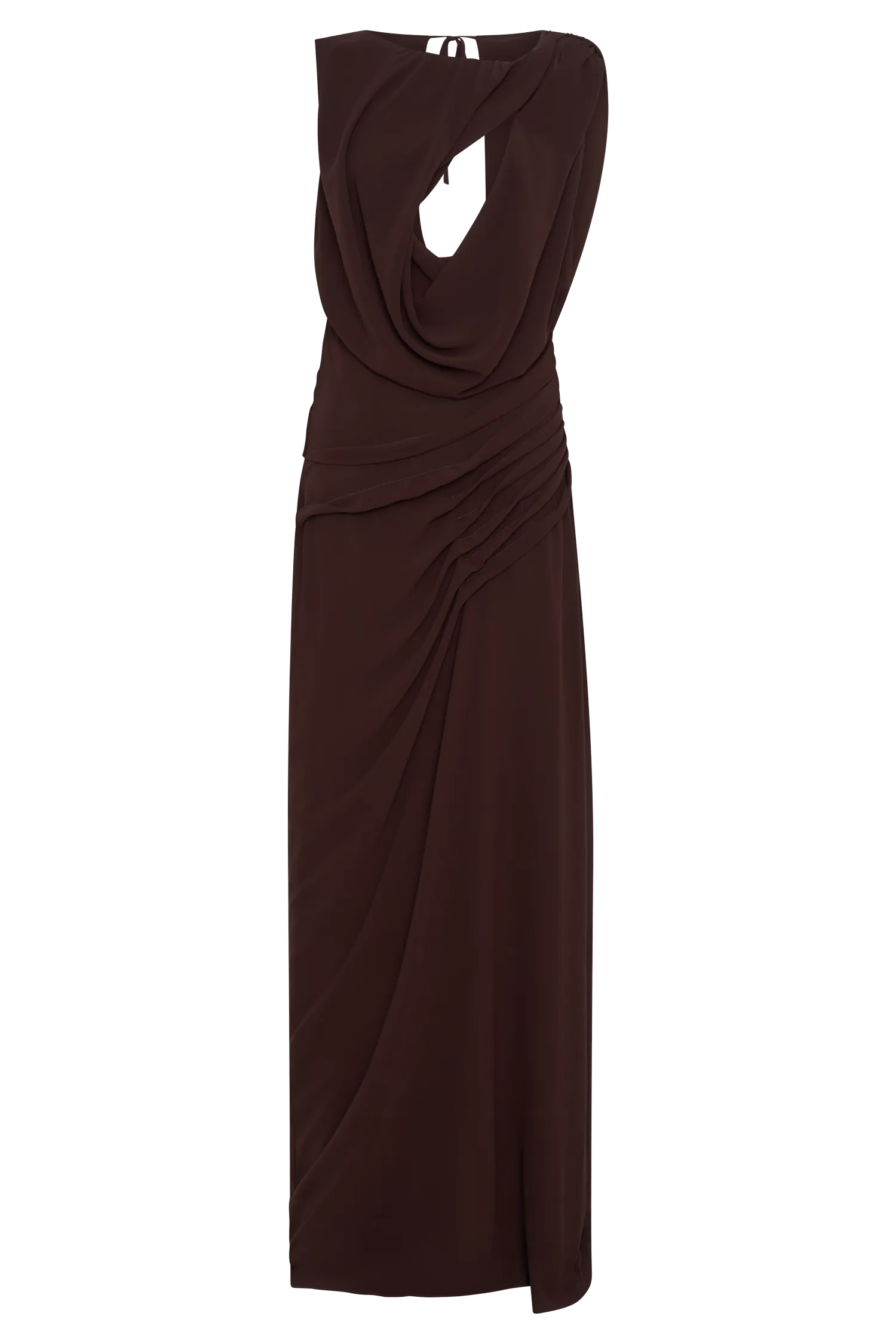 Oria Chiffon Maxi Dress - Cacao Brown