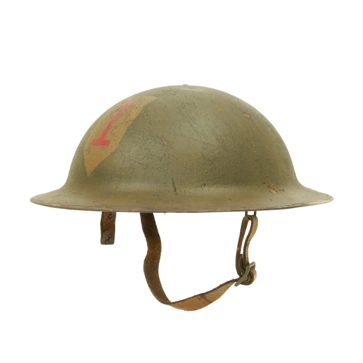 Original U.S. WWI M1917 Refurbished Doughboy Helmet of the 1st Infantry Division - The Big Red One