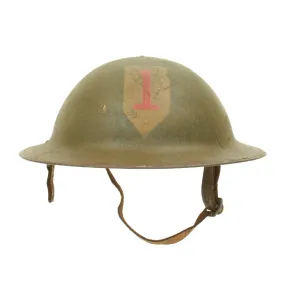 Original U.S. WWI M1917 Refurbished Doughboy Helmet of the 1st Infantry Division - The Big Red One