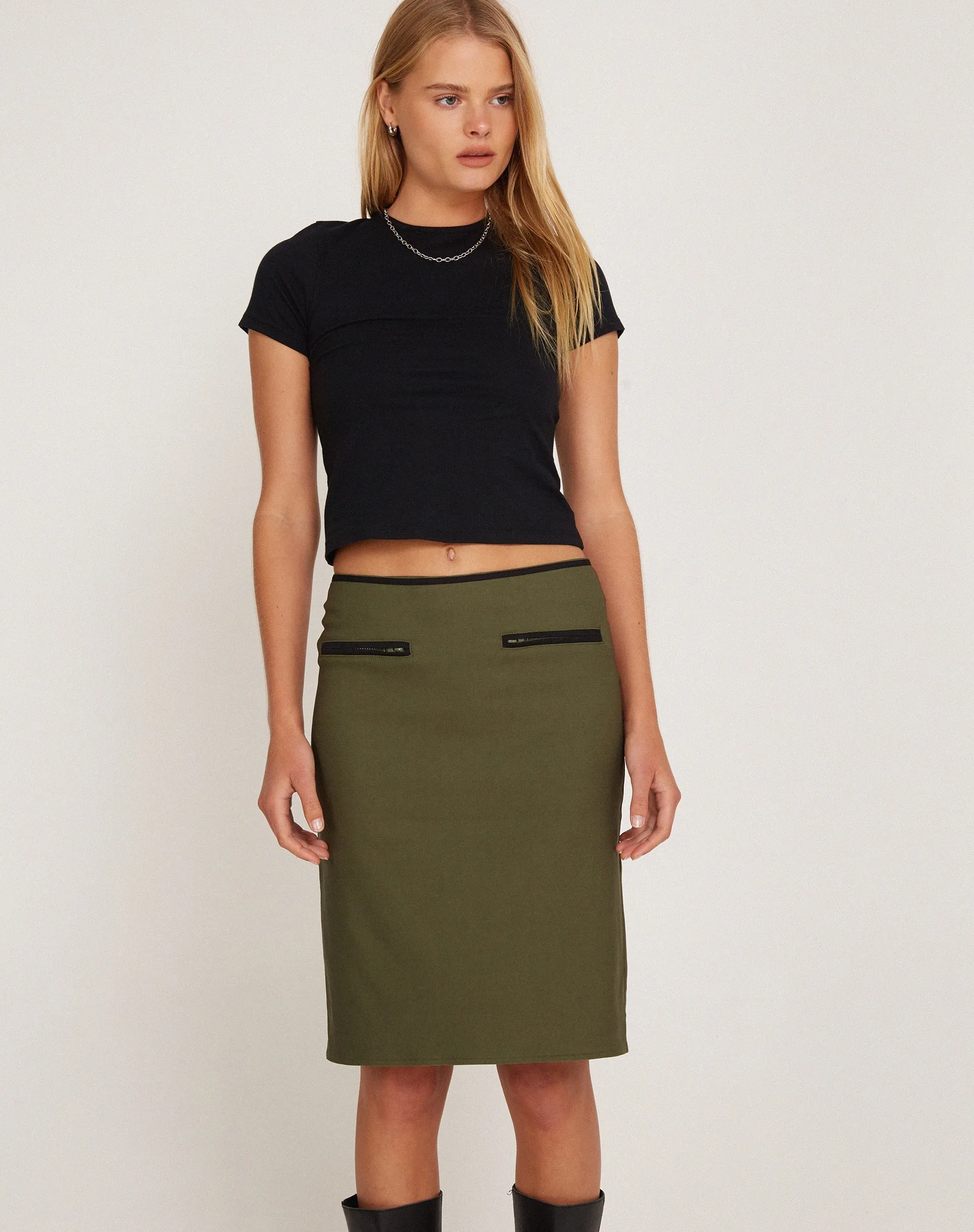 Pandu Midi Skirt in Tailoring Army Green