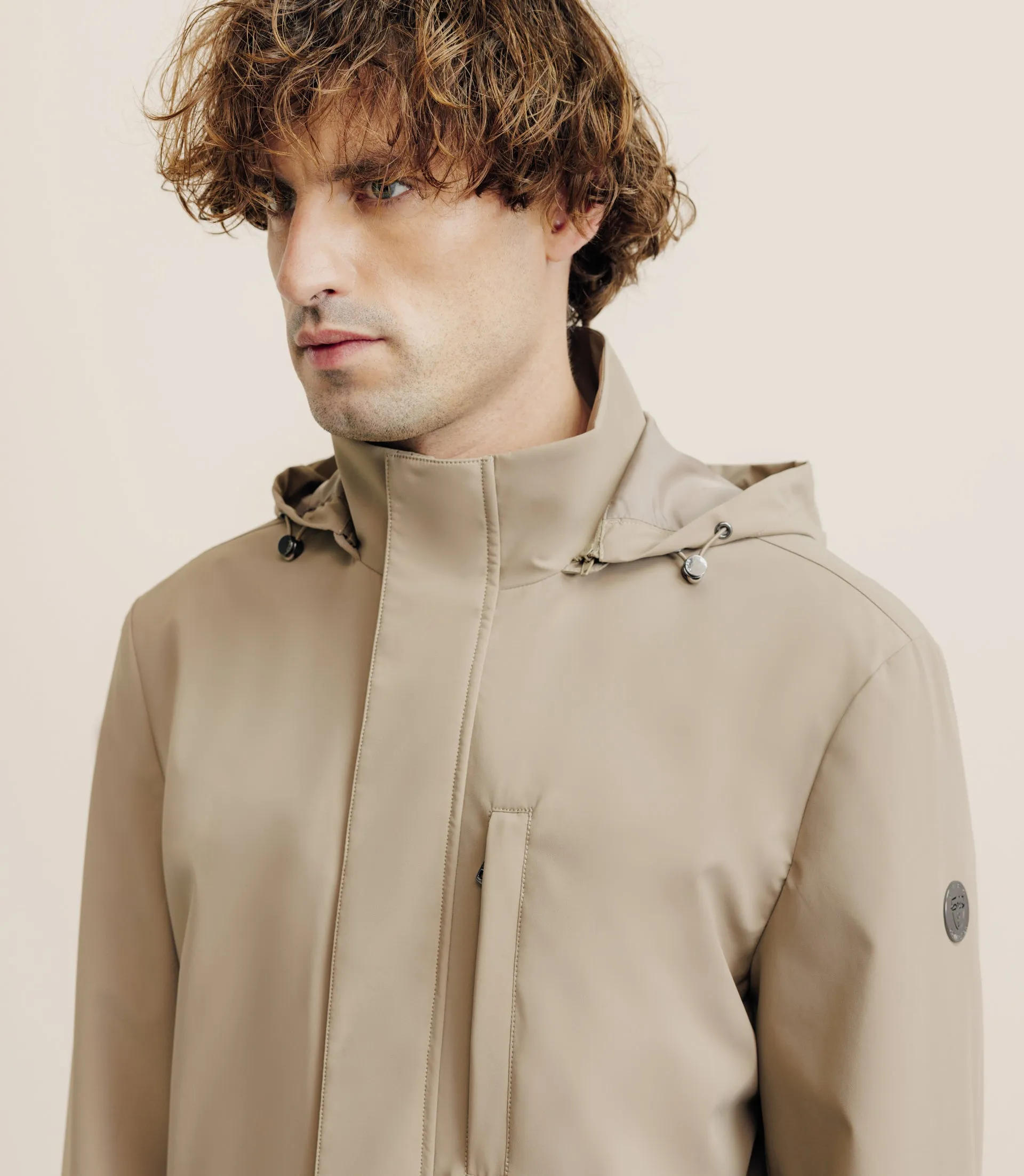 Parka longue et légère beige