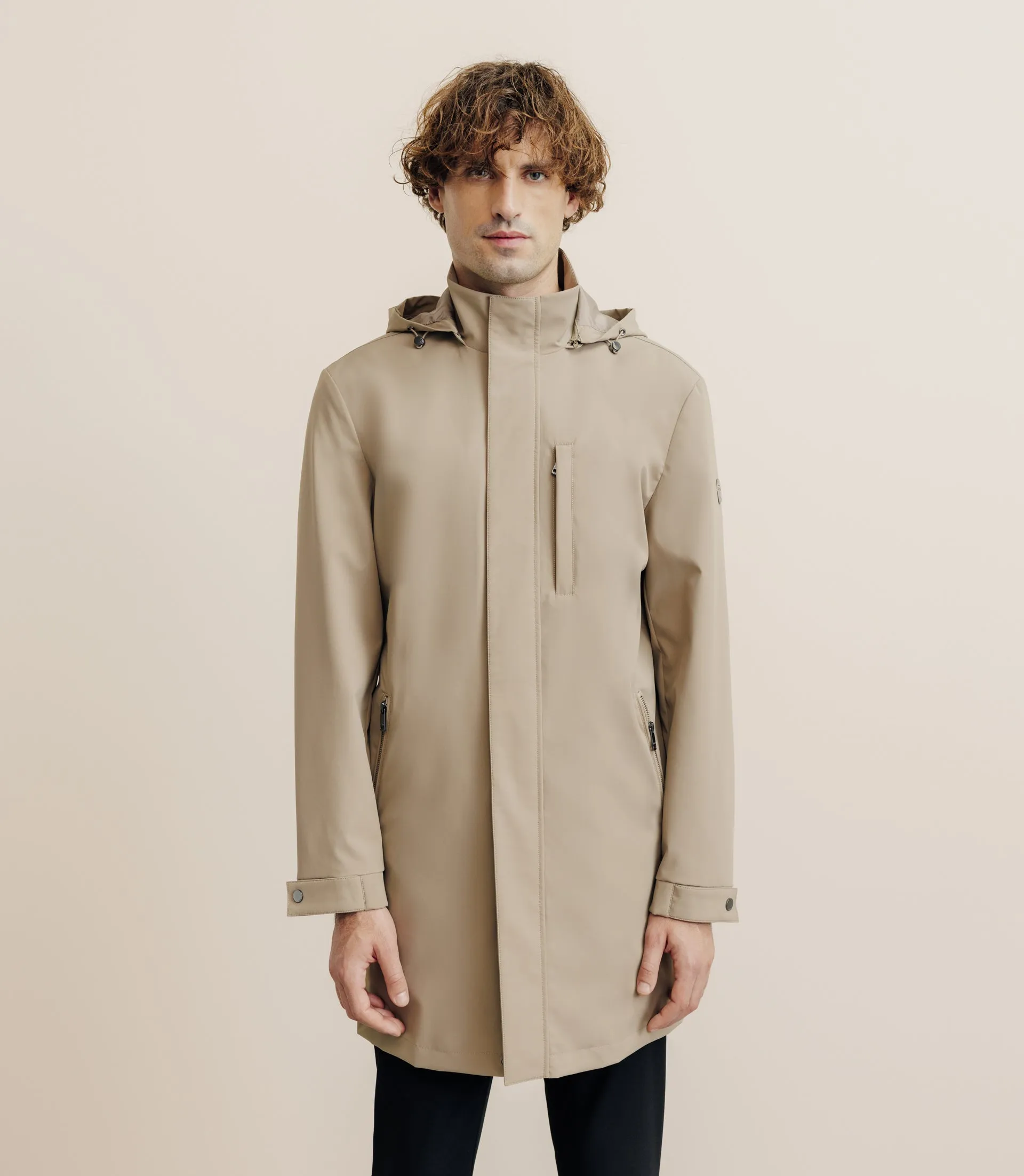 Parka longue et légère beige