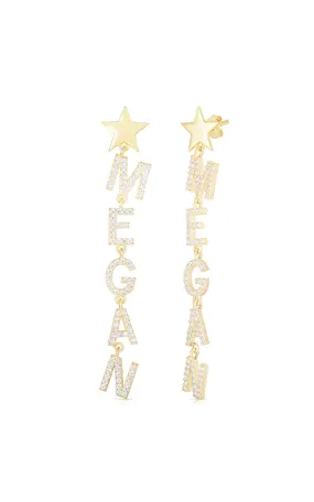 Pavé Block Name Drop Stud Earring