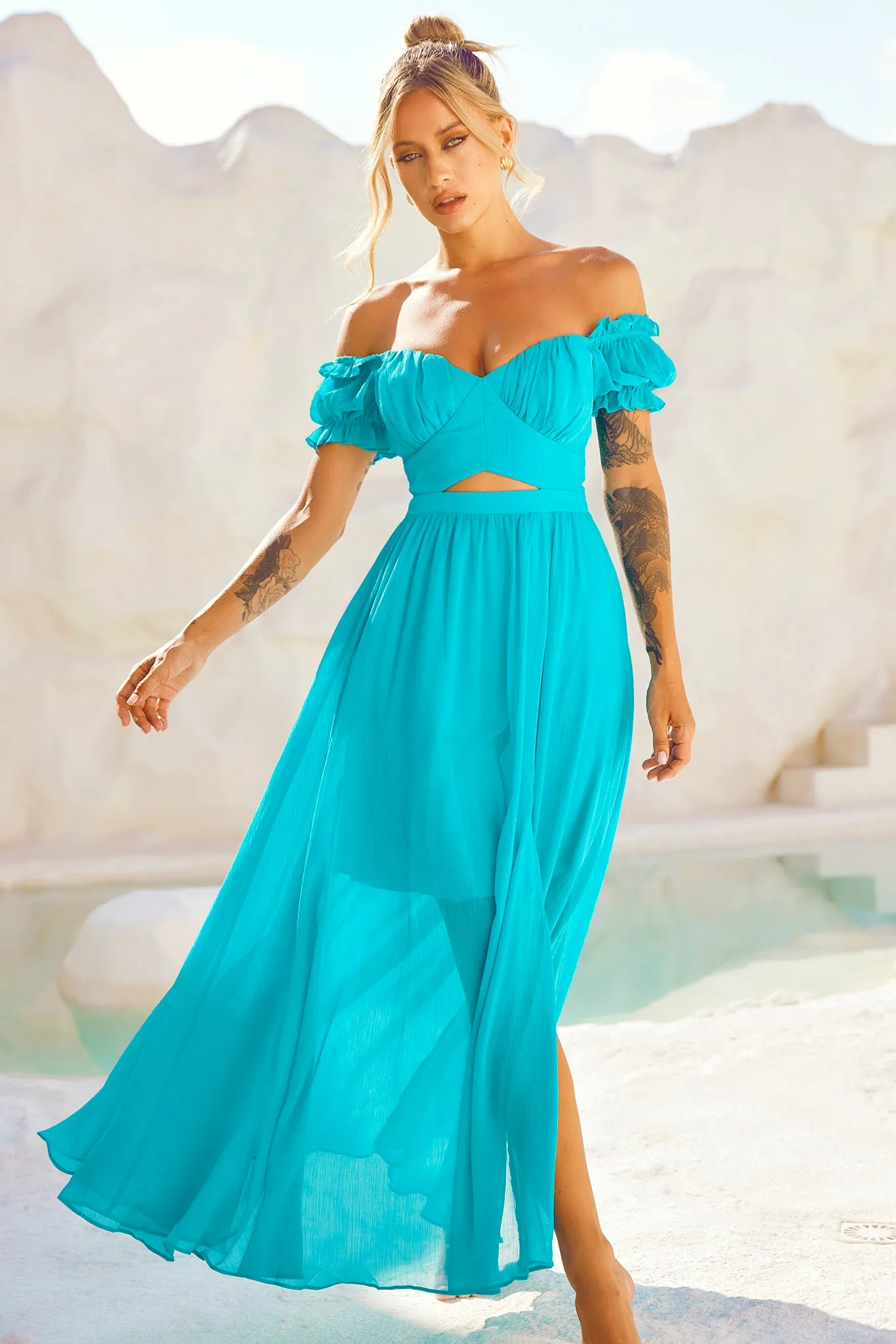 Perfect Storm Maxi Dress - Aqua