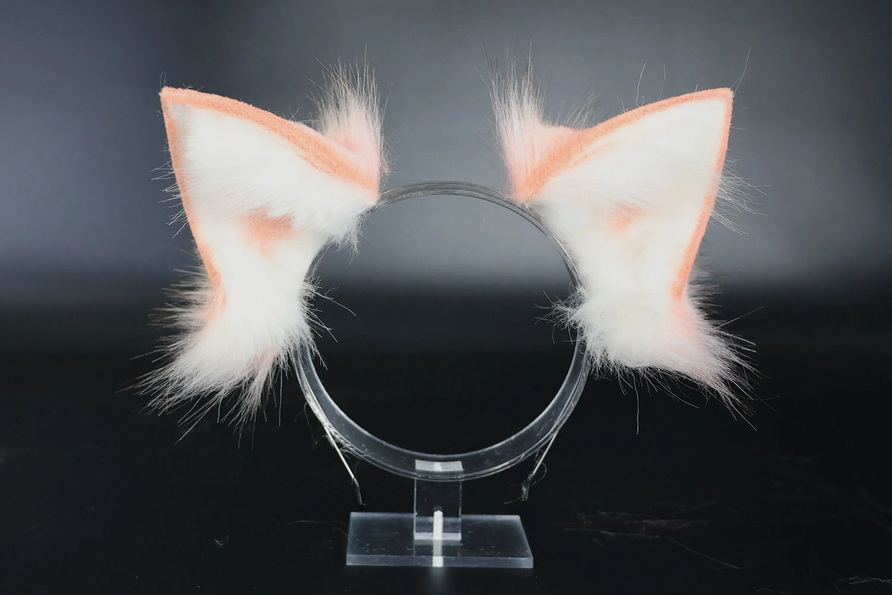 Pink and white stitching cat tail and ears kitten ears and tail set fox ears and tail curved wolf tail and ears anime cosplay role play