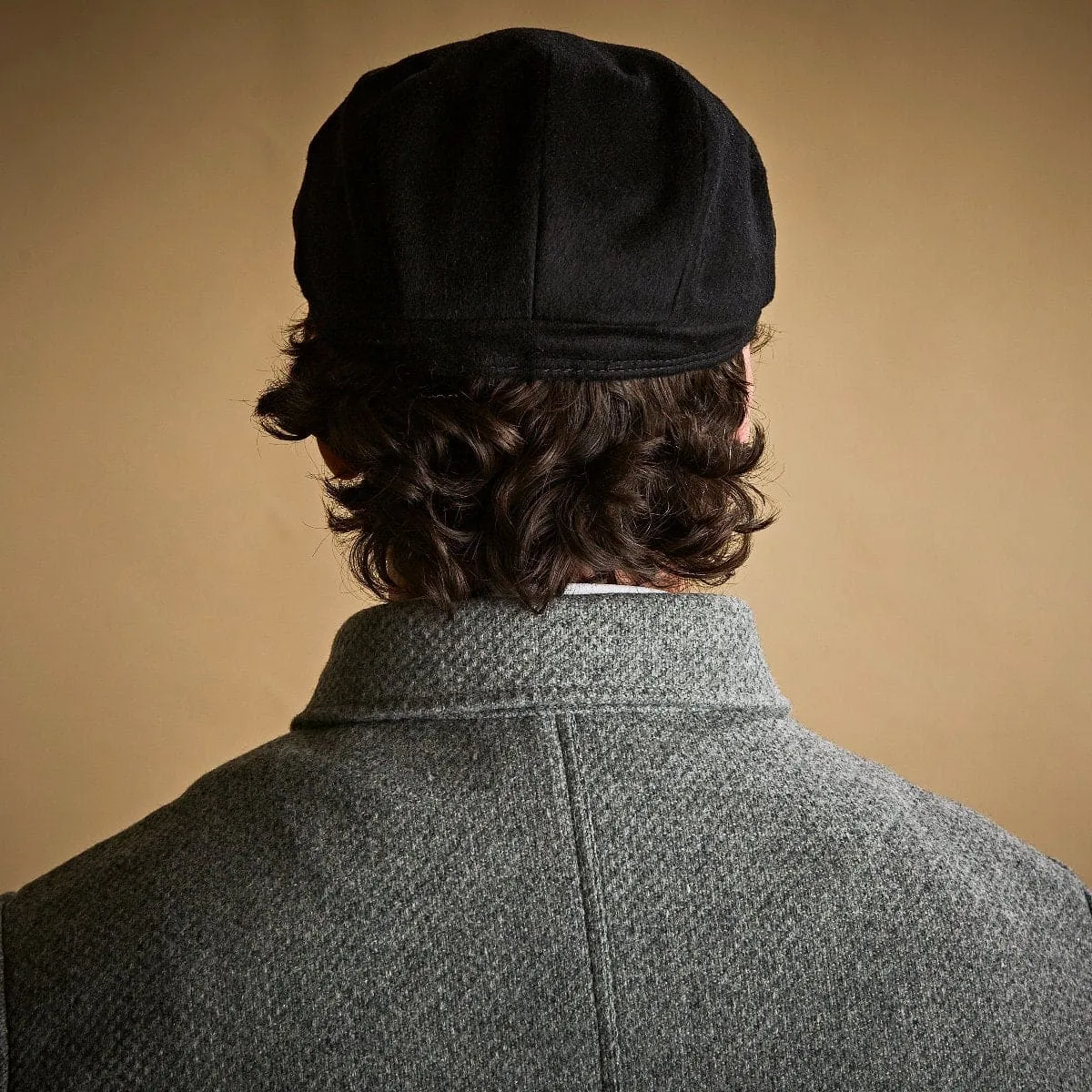 Plain Black Lambswool Loden Harlem Cap