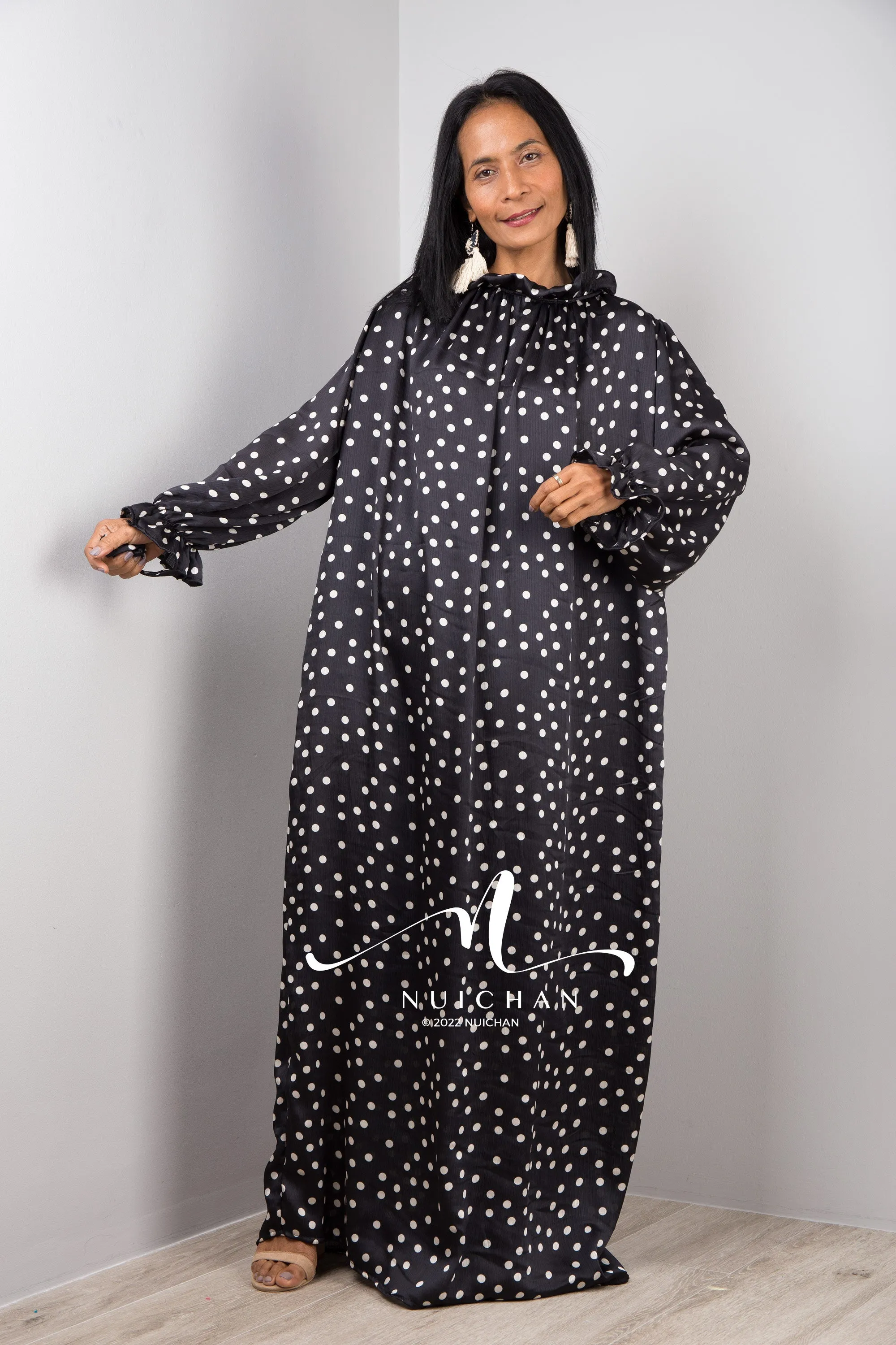 Polka Dot Maxi Chiffon Dress