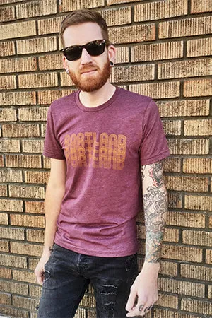 Portland Retro Fade *Limited Edition* T-Shirt - Unisex Heather Maroon