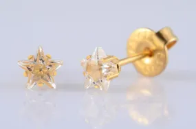 Pre-Sterilised Hypoallergenic Gold Tiffany Surgical Steel CZ 5mm Star Earrings Clear (1 pair) - 34-504