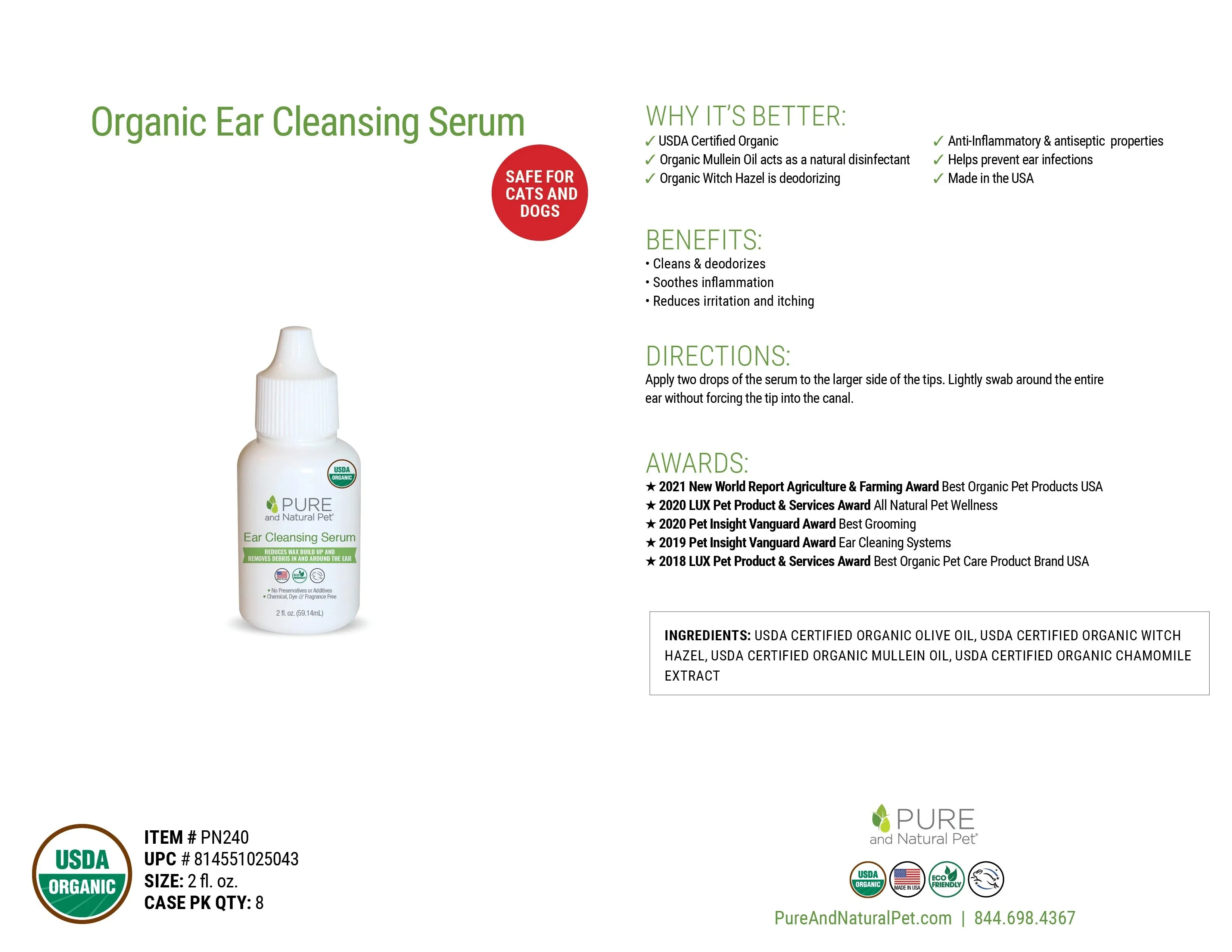 Pure and Natural Dog Ear Cleansing Serum