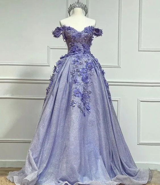 Purple tulle lace long ball gown dress formal dress      fg2998