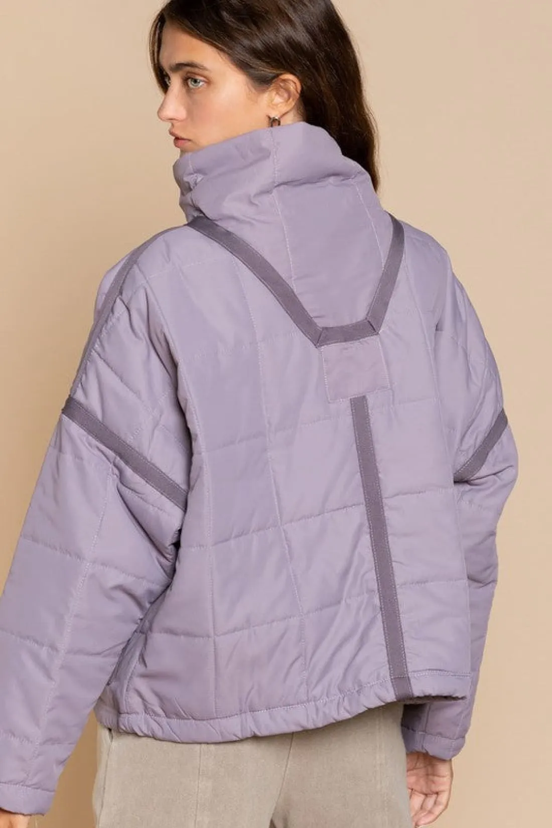 Quilted Puffer with Contrast Trim