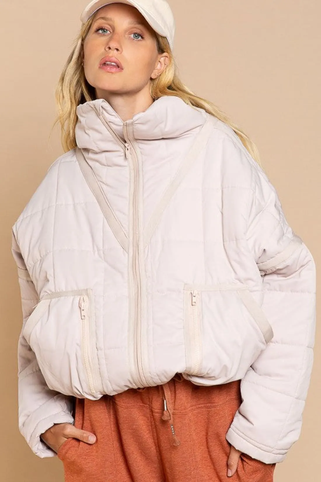 Quilted Puffer with Contrast Trim