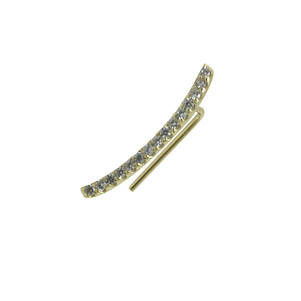 "Sparkle Bar" Gold-Dipped CZ Ear Cuff Earring Climber