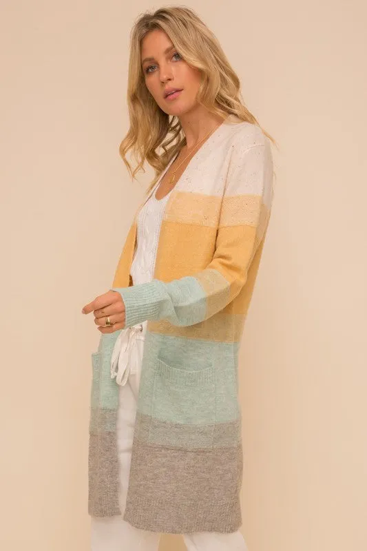 Rae Multi Cardigan In Yellow