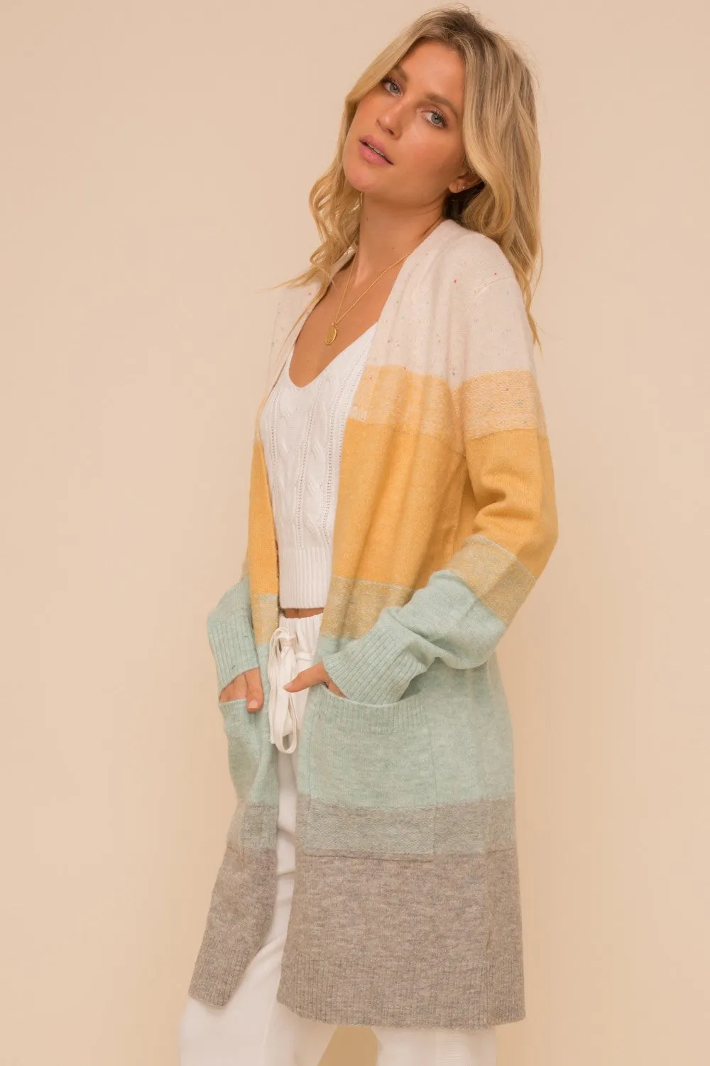 Rae Multi Cardigan In Yellow