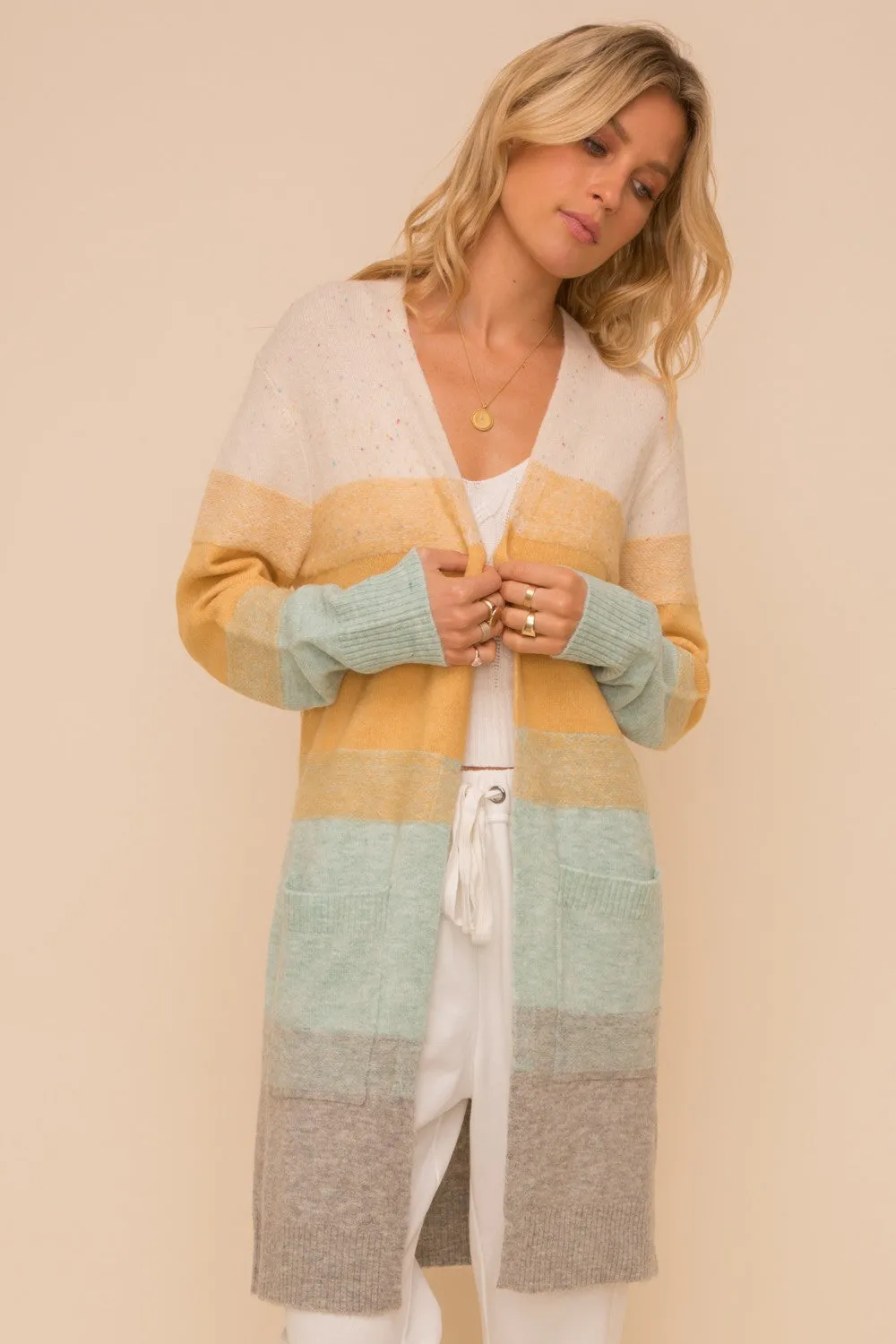 Rae Multi Cardigan In Yellow