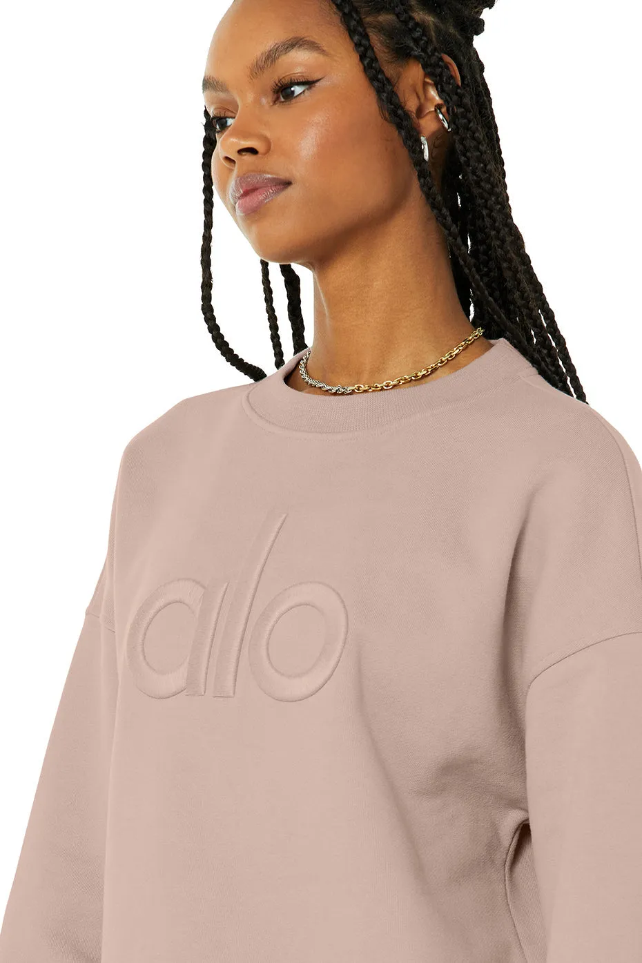 Renown Heavy Weight Emblem Crew Neck Pullover - Dusty Pink