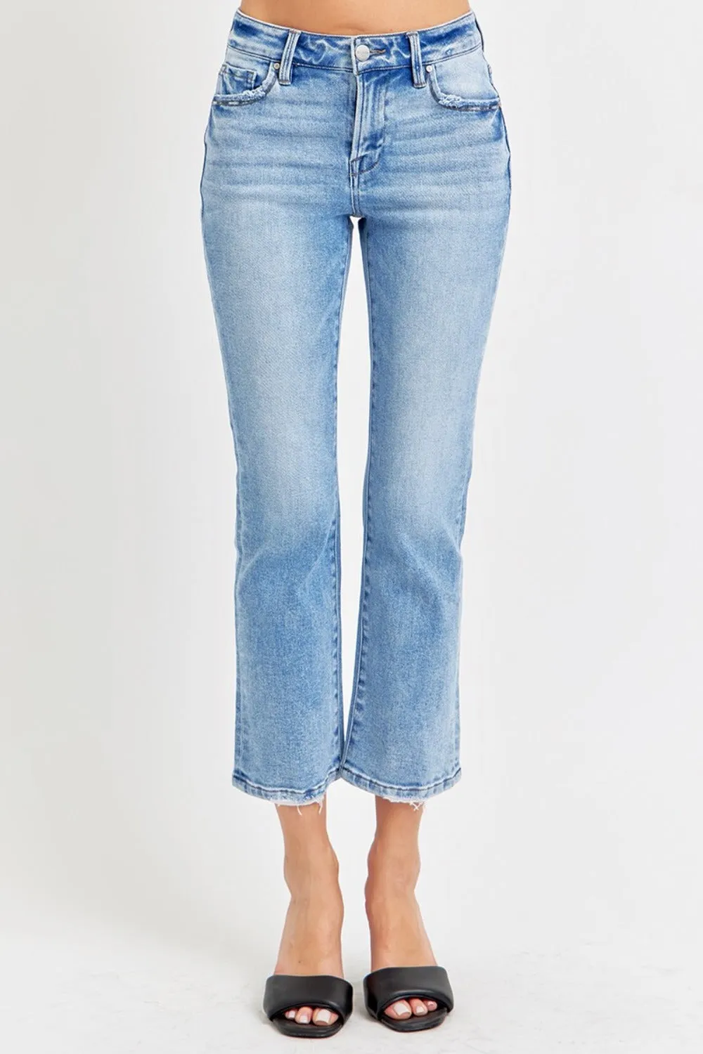 RISEN Low Rise Crop Slim Straight Jeans