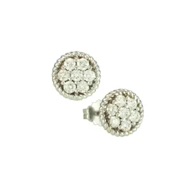 Rope Cluster Diamond Earrings with 14 rd br diamonds- .38tcw- White Gold