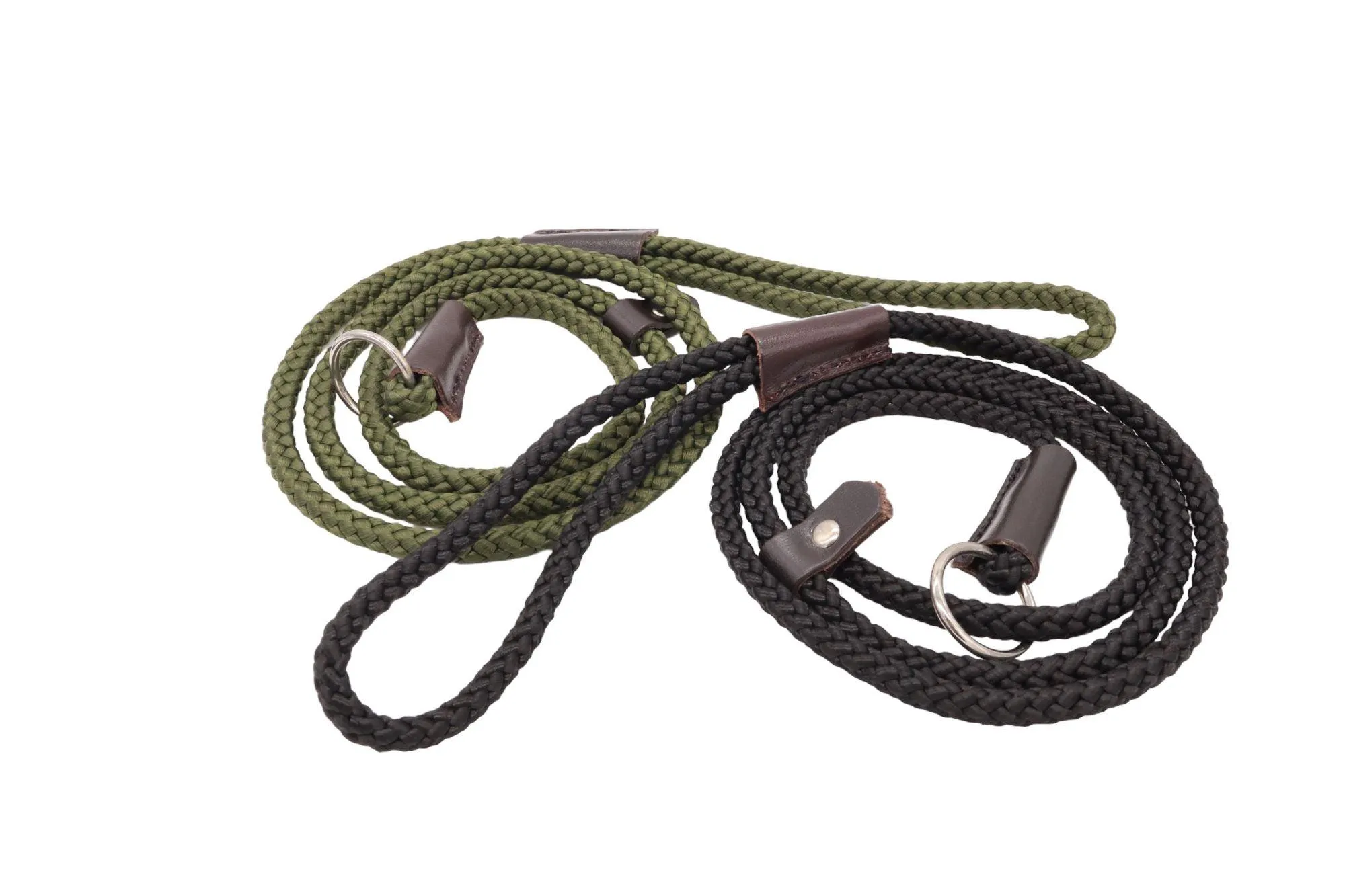 Rope Slip Lead for Dogs - Nickel finish in 12 and 8mm width, various colours available