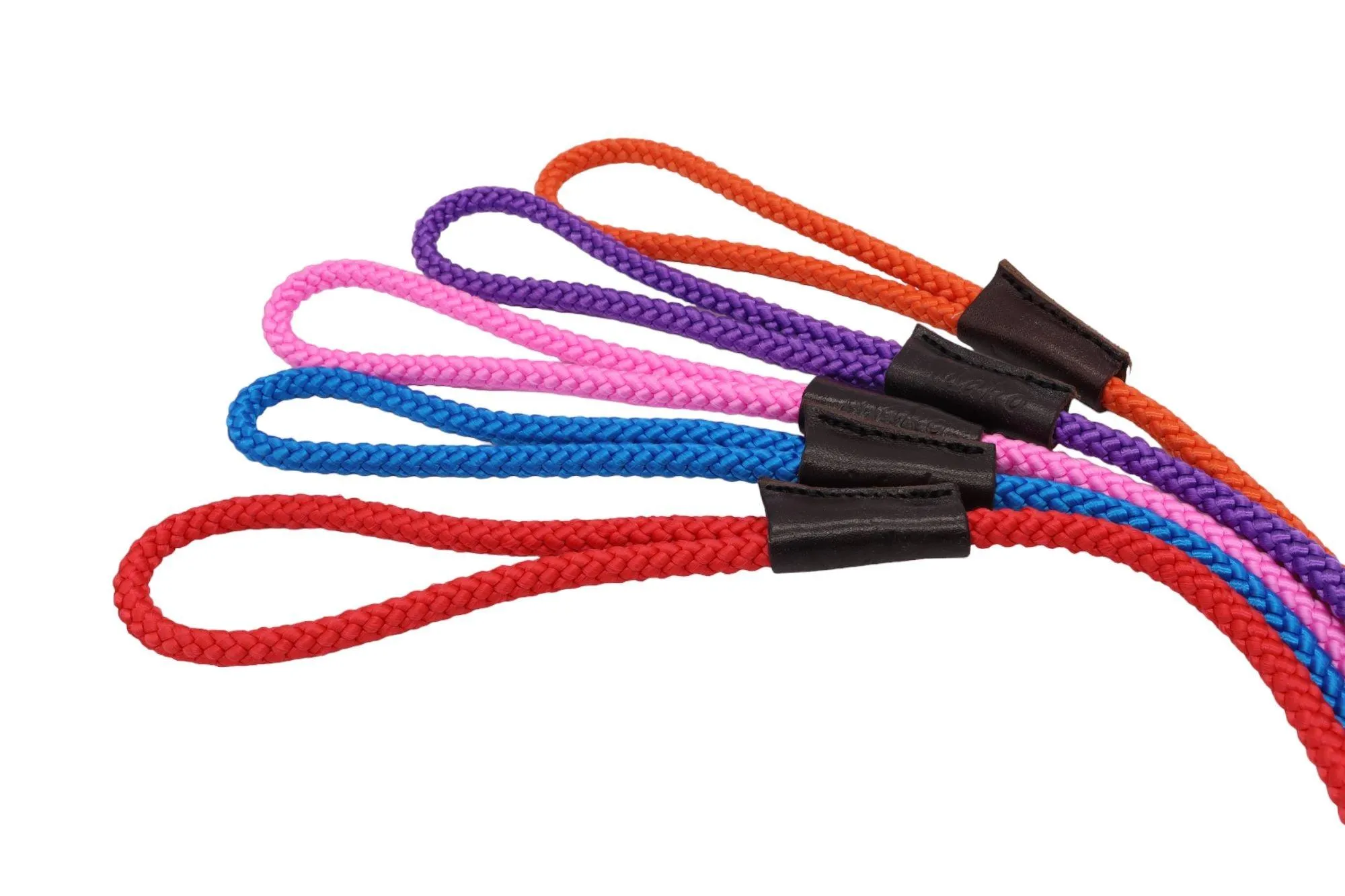 Rope Slip Lead for Dogs - Nickel finish in 12 and 8mm width, various colours available