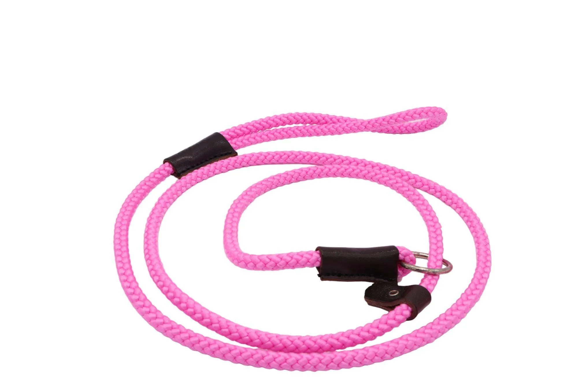 Rope Slip Lead for Dogs - Nickel finish in 12 and 8mm width, various colours available