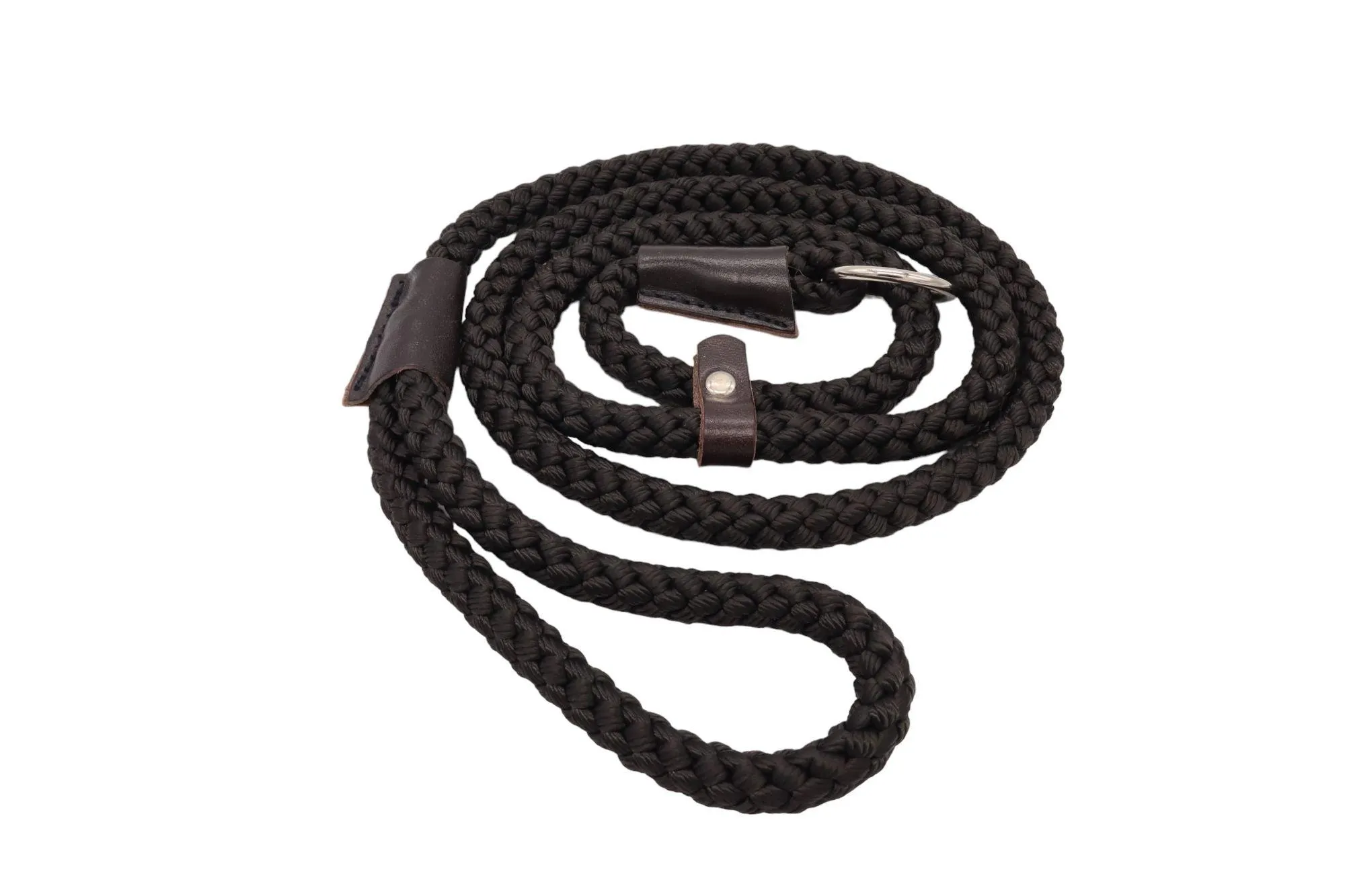 Rope Slip Lead for Dogs - Nickel finish in 12 and 8mm width, various colours available