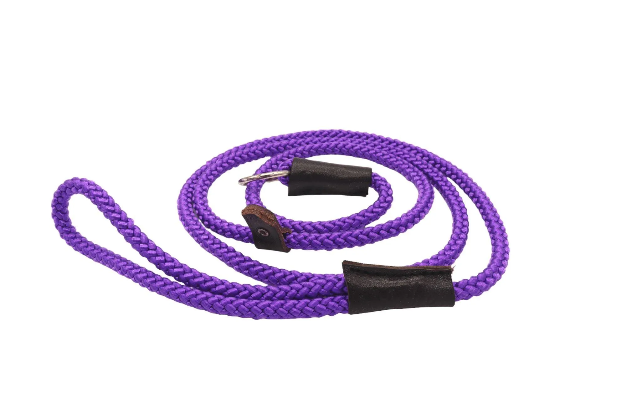 Rope Slip Lead for Dogs - Nickel finish in 12 and 8mm width, various colours available