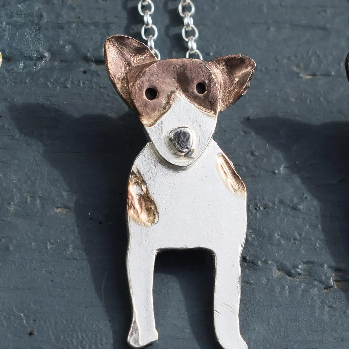 Rose Gold Jack Russell Dog Necklace with Pricked Ears