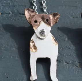 Rose Gold Jack Russell Dog Necklace with Pricked Ears