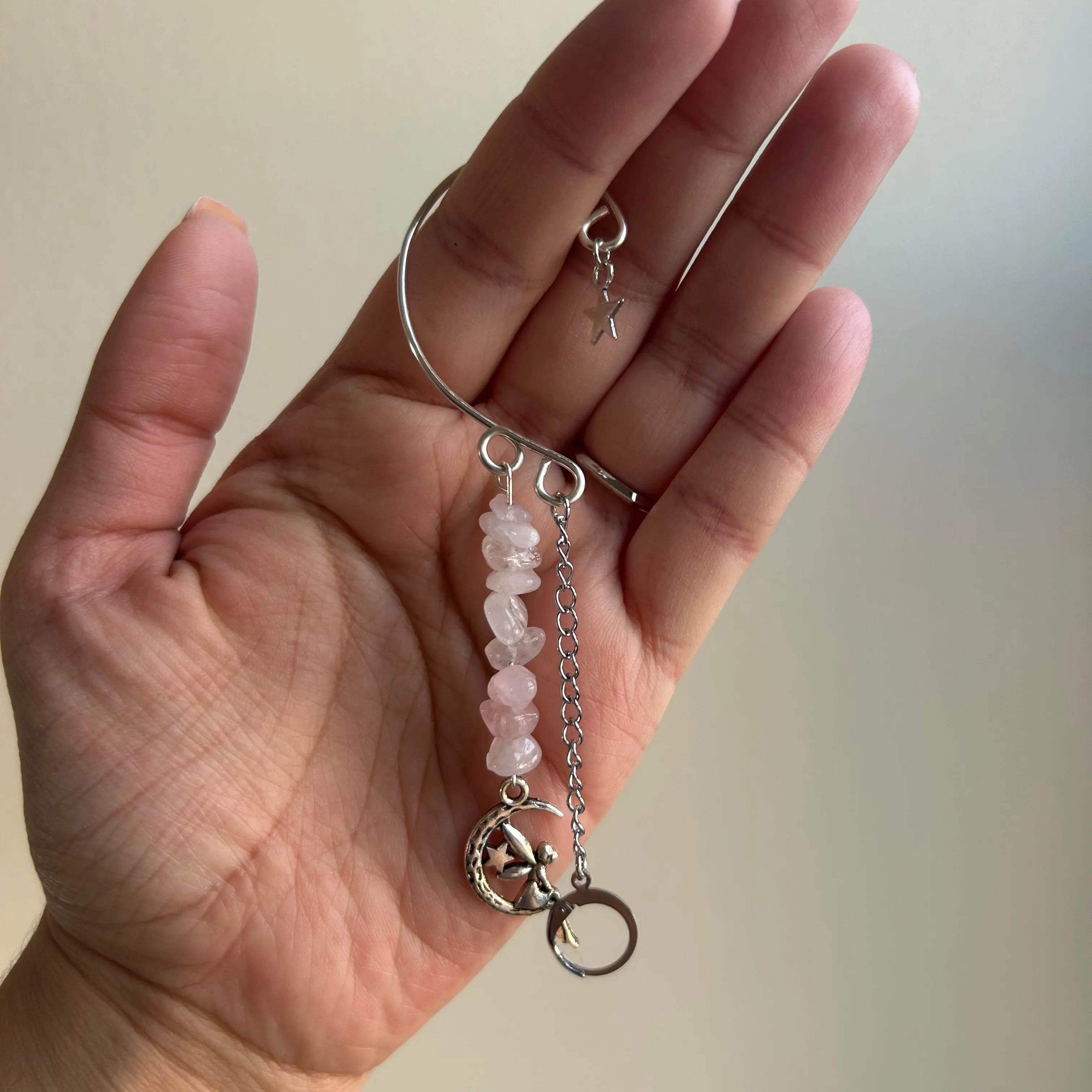 Rose Quartz Moon Fairy Loop Ear Cuffs *LOOPS NOT INCLUDED*